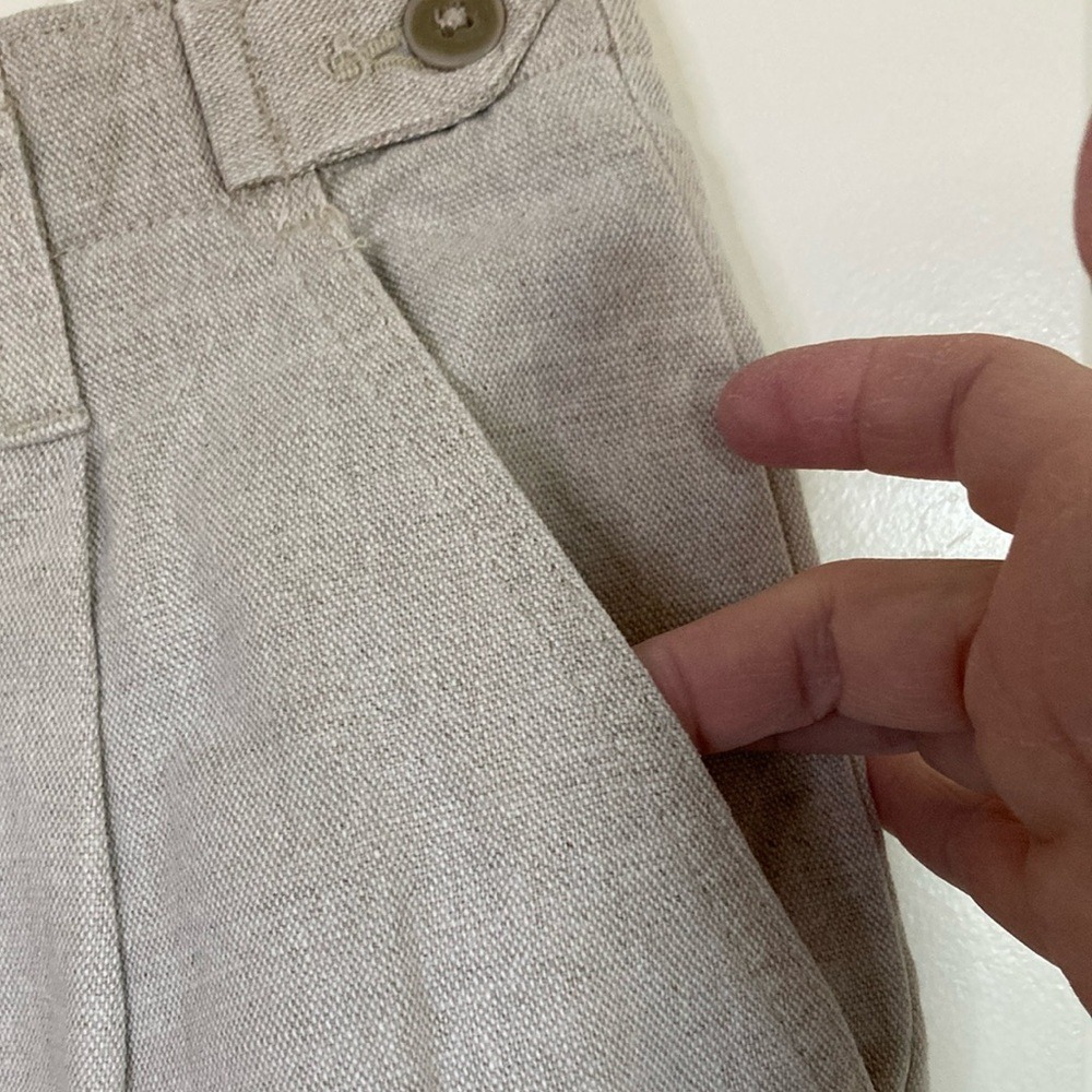 Vintage Savane Womens Barrel Style‎ Linen Cotton High Rise Pant Size 10S Tan - Picture 5 of 14